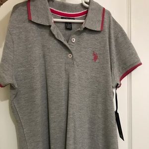 Gray and pink Polo shirt